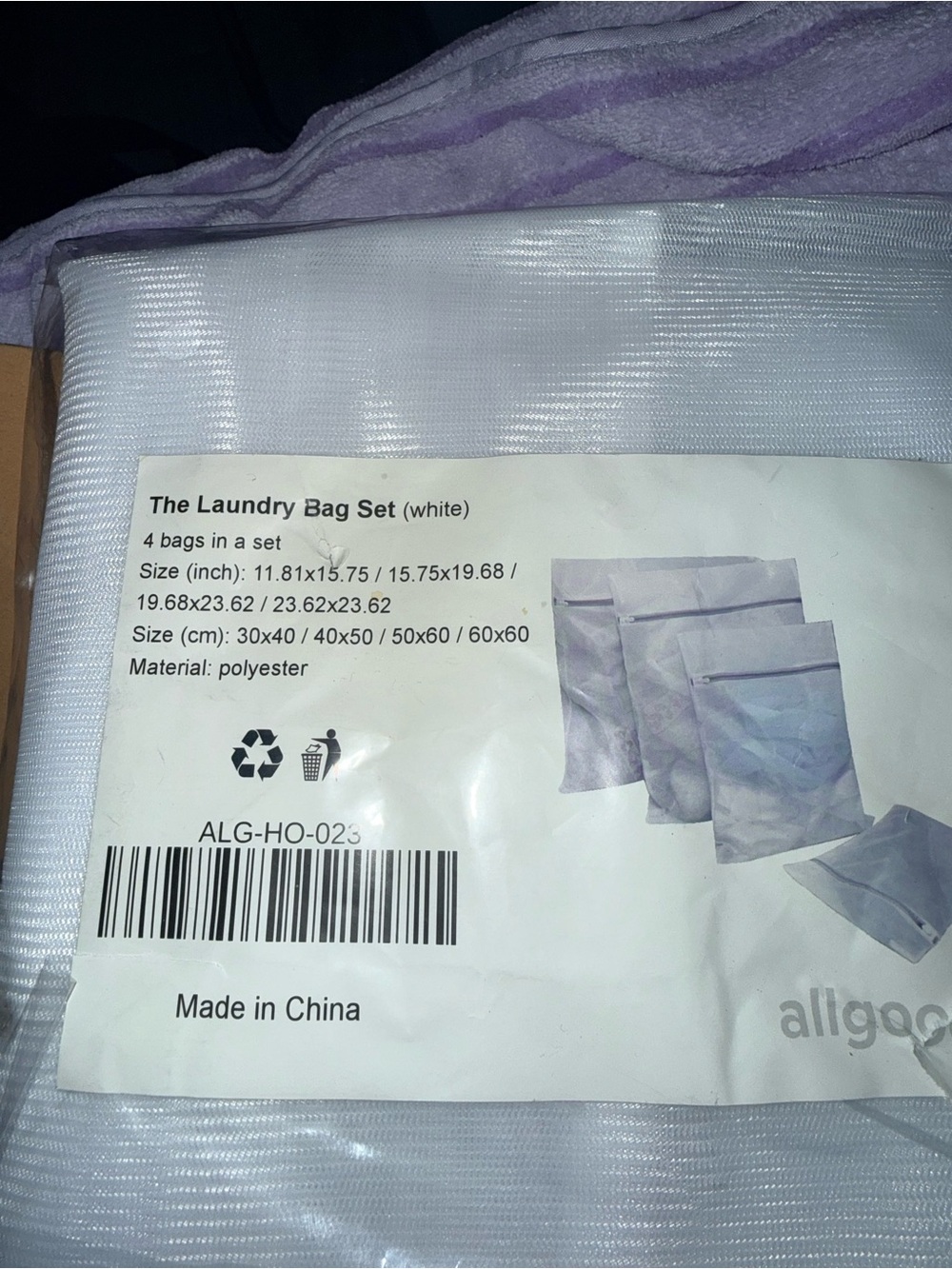 White Mesh Laundry Bag Set - 4-Pack Polyester